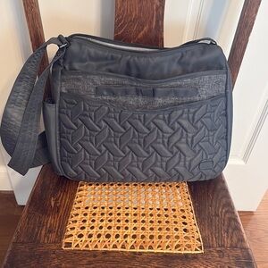 Lug Green Quilted Crossbody Bag with Geometric Stitch
